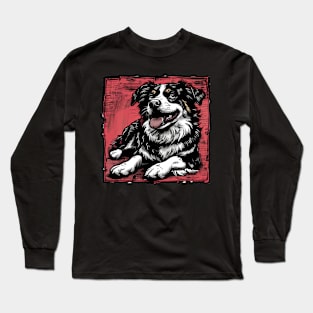 Retro Art Australian Shepherd Dog Lover Long Sleeve T-Shirt